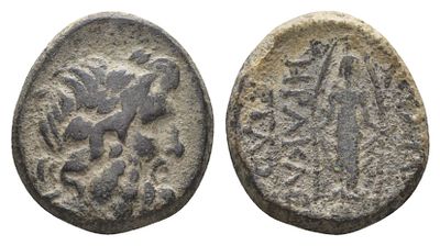 Фригия, Апамея АЕ 133-48 гг. до н.э. (артикул 1100-11-51). голова Зевса/культовая статуя 