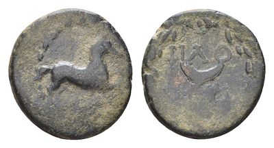 Фригия, Филомелион АЕ II-I вв. до н.э. (артикул 1100-10-65). лошадь/полумесяц медь HGC 7