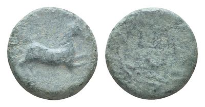 Фригия, Филомелион АЕ II-I вв. до н.э. (артикул 1100-10-71). лошадь/полумесяц медь HGC 7