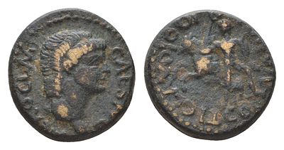 Римская Империя, Провинция Ахайя, Коринф АЕ 57-59 (артикул 1100-1-74). Нерон, NERO CLAVD CAESAR 