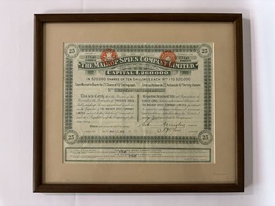 Майкопское Акционерное Общество Шписа. Сертификат на 25 акций. 250 фунтов 1910 (артикул P4). в 
