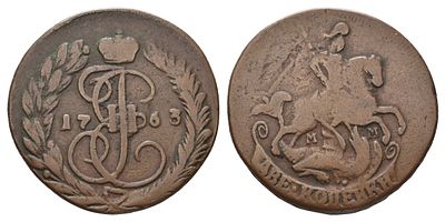 Россия 2 копейки 1763 (артикул AUC4-5-35). ММ, Екатерина II (1762-1796) медь Биткин 531