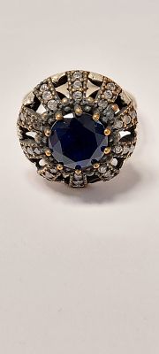 טבעת כסף וזהב מרהיבה ואיכותית חדשה מחנות 
עשויה כסף סטרלינג 925 חתום טבעת כסף בציפוי זהב 14 