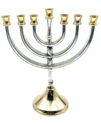 יודאיקה דגם מנורה מרהיב ואיכותי שבעת הקנים של מנורת המקדש 
בציפוי כסף וזהב תוצרת ישראל קראשי 