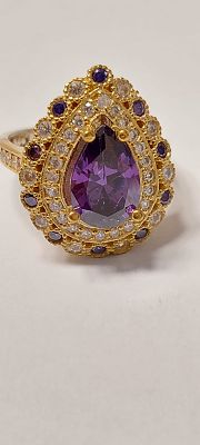 טבעת כסף מרהיבה ואיכותית חדשה מחנות שנסגרה 
עשויה כסף סטרלינג 925 חתום טבעת כסף בציפוי זהב 14 