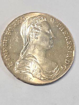 מטבע כסף אוסטריה בערך 1 טאלר 
הקיסרית מריה תרזה אוסטריה שנת 1780 
כסף 833 קוטר 41 מ"מ 