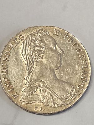 מטבע כסף אוסטריה בערך 1 טאלר 
הקיסרית מריה תרזה אוסטריה שנת 1780 
כסף 833 קוטר 41 מ"מ 