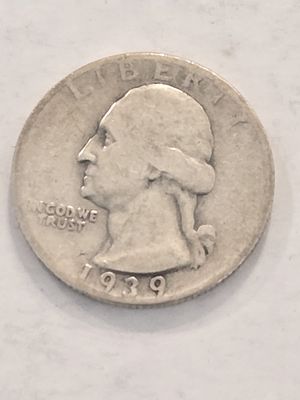 מטבע כסף QUARTER DOLLAR ארה"ב כסף 900 
קוטר 24.26 מ"מ שנת הנפקה 1939 משקל 6.25 גרם