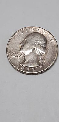 מטבע כסף QUARTER DOLLAR ארה"ב כסף 900 
קוטר 24.26 מ"מ שנת הנפקה 1953 משקל 6.25 גרם