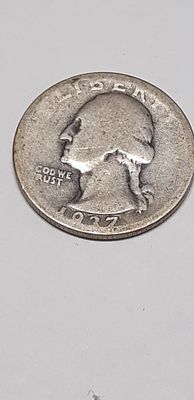 מטבע כסף QUARTER DOLLAR ארה"ב 
קוטר 24.26 מ"מ שנת הנפקה 1937 משקל 6.25 גרם