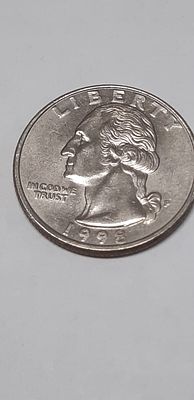 מטבע כסף QUARTER DOLLAR ארה"ב כסף 900 
קוטר 24.26 מ"מ שנת הנפקה 1998 משקל 6.25 גרם