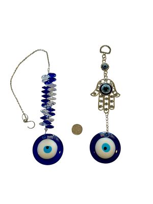 זוג תליונים נגד עין הרע לתלייה - עיצוב מסורתי בעבודת יד. זוג תליונים ייחודיים המיועדים להגן 