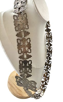 חגורת EPNS עתיקה בעבודת יד | עיצוב יהודי קווקזי אותנטי | 1905-1918. חגורת EPNS נדירה, בסגנון 