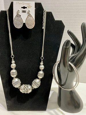 סט תכשיטים אתני בעבודת יד בסגנון ברברי־מרוקאי | לוט סטייל פיליגרן. סט ייחודי ומרשים הכולל שרשרת 