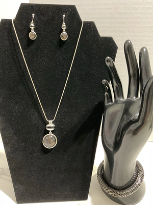 סט וינטג' KC ארה״ב - שרשרת עגילים וצמיד - סגנון גלקסיה | 2003־2000. סט אלגנטי וייחודי בעיצוב 