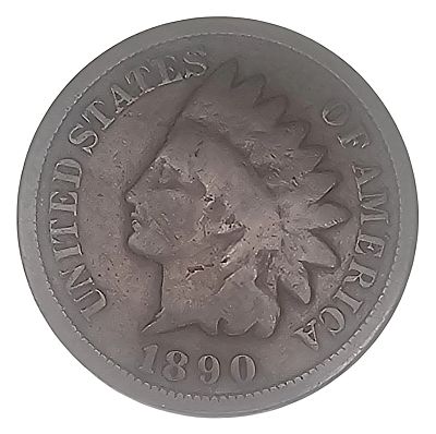 מטבע פני “Indian Head” ‏1890 • נחושת-ברונזה • סנט קטן במצב מחזור (BN) • פריט היסטורי מארה״ב. סנט 