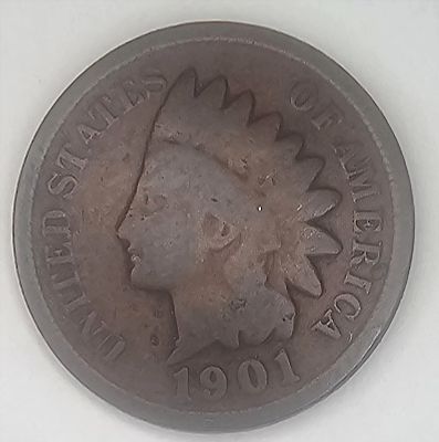מטבע “סנט אינדיאני” 1901 – Indian Head Cent 1&cent; Bronze (RB) | מטבע אספנות נדיר לאוסף. טֶנט “ראש 