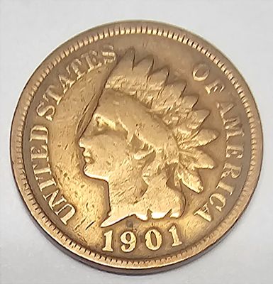 מטבע פני “ראש אינדיאני” 1901 • Indian Head Cent 1&cent; (RD) | טייפ 3 ברונזה – גוון אדמדם נדיר. טֶנט 