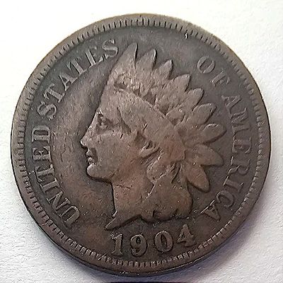 מטבע פני “ראש אינדיאני” 1904 • Indian Head Cent 1¢ (BN) | ברונזה 95 % – קלאסיקה אמריקאית. טֶנט 