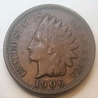 מטבע פני “אינדיאני” 1906 • נחושת-ברונזה (BN) – סנט קטן במצב מחזור | פריט אספנות היסטורי מארה״ב. מ 