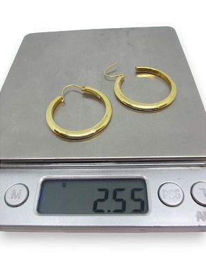 עגילי חישוק איטלקיים 14K זהב צהוב מלא | 32 ממ | 2.55 גרם. יוקרה קלאסית והשקעה יציבה בעגילים 