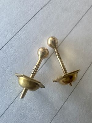 עגילי זהב מלא כדוריים 9-10 קראט זהב אמיתי ובדיקה מקצועית - חצי גרם. זוג עגילי זהב וינטג' בצורת 