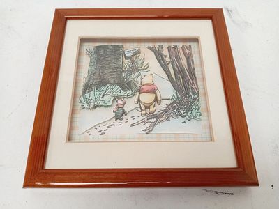 תמונת דקופאז' 3D וינטג' - ויני הפו ופיגלט ביער, John Ellam - פו הדב. תמונה תלת מימדית בעבודת 