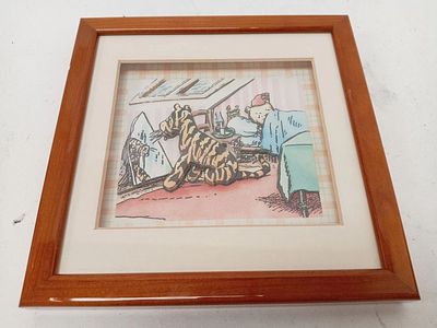 תמונת דקופאז' 3D וינטג' - טיגר וויני הפו מול המראה, John Ellam פו הדב. יצירת אמנות תלת מימדית 