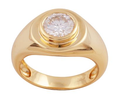 SOLITARIO EN PLATA 925 CHAPADA EN ORO Y MOISSANITA. Sortija solitario realizada en plata de ley 