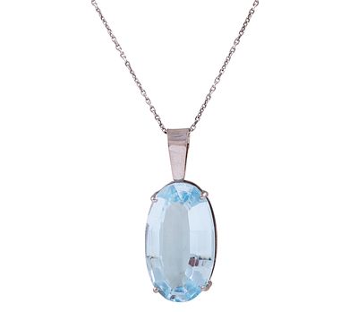 COLGANTE Y CADENA EN PLATA 925 CON TOPACIO AZUL. Colgante y cadena realizados en plata de ley 