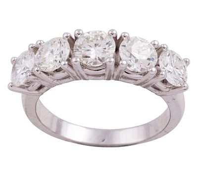 CINQUILLO EN ORO 18KT Y DIAMANTES. Sortija cinquillo realizada en oro de 18kt con 5 diamantes en 