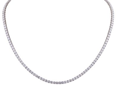 COLLAR RIVIÈRE EN PLATA DE LEY Y MOISSANITAS. Collar-gargantilla tipo riviere realizado en plata 