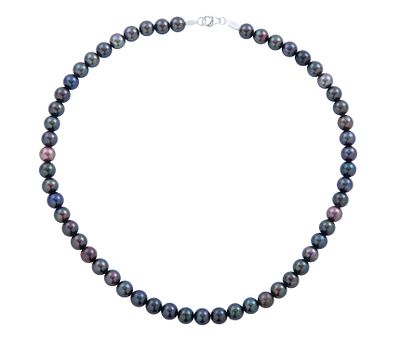 COLLAR DE PERLAS CULTIVADAS NEGRAS Y PLATA DE LEY 925. Collar de 54 perlas negras cultivadas 