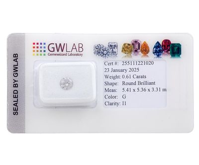 DIAMANTE EN TALLA BRILLANTE DE 0.61CT. Diamante en talla brillante de 0.61ct. Color: G Pureza: 