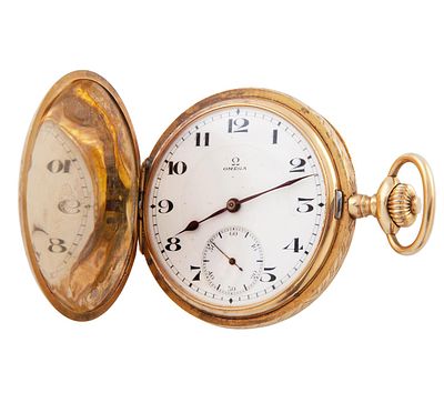 RELOJ SABONETA DE TRES TAPAS OMEGA EN ORO 18KT. CUERDA MANUAL. Reloj de bolsillo saboneta de 