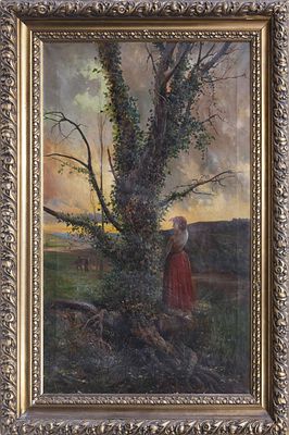 MUJER BAJO EL ÁRBOL (S. XIX). RICARD MARTÍ AGUILÓ (España, 1868-1936) Óleo sobre lienzo Firmado 