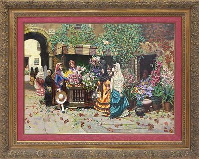 PLAZA DE LAS FLORES (1986). MARIANO MONTOYA (España, S. XX) Óleo sobre lienzo Representa una 