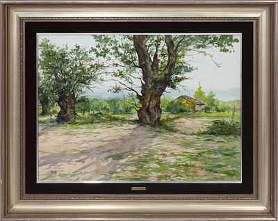 VISTA DE PAISAJE (S.XX). JOSÉ ESTELLÉS HERRERO (España, 1929-2005) Acuarela sobre papel 