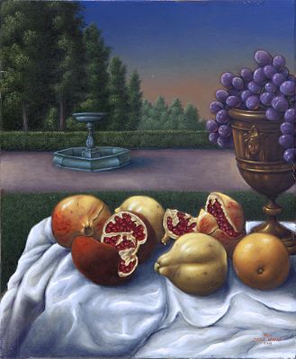 GRANADAS (2015). JOSÉ FERNÁNDEZ LAMAS (España, 1949) Óleo sobre lienzo Muestra la vista de un 