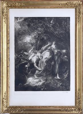 EL PRENDIMIENTO DE CRISTO. JUAN NÚÑEZ FERNÁNDEZ (Estepona, 1877 - Barcelona, 1963) Grabado 