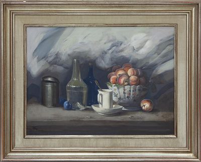 BODEGÓN CON FRUTAS. DANIEL MERINO (Madrid, 1941 - 2011) Óleo sobre tabla Muestra un bodegón 