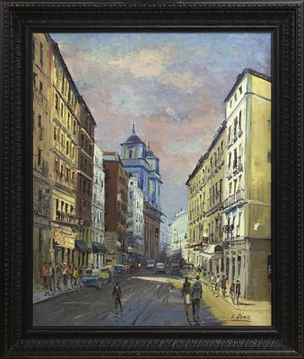 CALLE DE TOLEDO, MADRID. SANTIAGO DÍAZ SANTOS (Madrid, 1940) Óleo sobre lienzo Firmado en el 