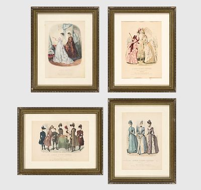 CUATRO IMPRESIONES A COLOR DE "LA MODA ELEGANTE ILUSTRADA". Impresión a color Pertenecientes a 