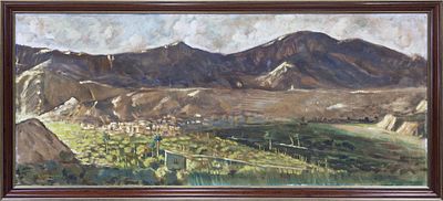 VISTA DE ULEA (VALLE DE RICOTE). JOSE LUIS CAMPUZANO (España, 1918-1979) Óleo sobre lienzo 
