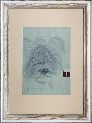 "APARICIÓN I". ANTONI TAPIES (Barcelona, 1923-2012) Aguafuerte en colores Destaca el fondo azul 