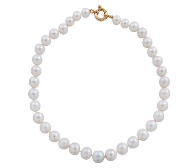 COLLAR DE PERLAS CULTIVADAS Y BROCHE EN PLATA 925 CHAPADA EN ORO. Collar de perlas cultivadas en 