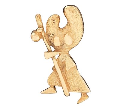 PIN DE SOLAPA DE PELEGR&Iacute;N EN ORO 18KT. Pin para solapa realizado en oro de 18kt representando a 