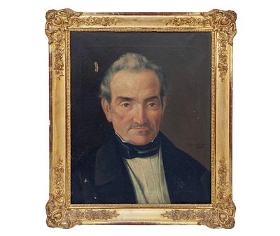 RETRATO DE CABALLERO. ESCUELA ESPA&Ntilde;OLA SIGLO XX &Oacute;leo sobre lienzo Muestra el retrato de un 