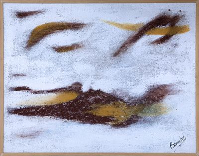 ESTEPARIA. EL VUELO. BENEDICTO T&eacute;cnica mixta sobre arpillera Firmado "Benedicto" en el &aacute;ngulo 