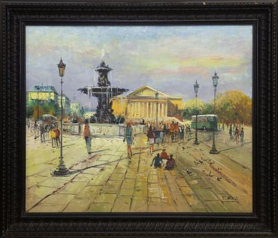 PLACE DE LA CONCORDE, PAR&Iacute;S. SANTIAGO D&Iacute;AZ SANTOS (Madrid, 1940) &Oacute;leo sobre lienzo Firmado en el 